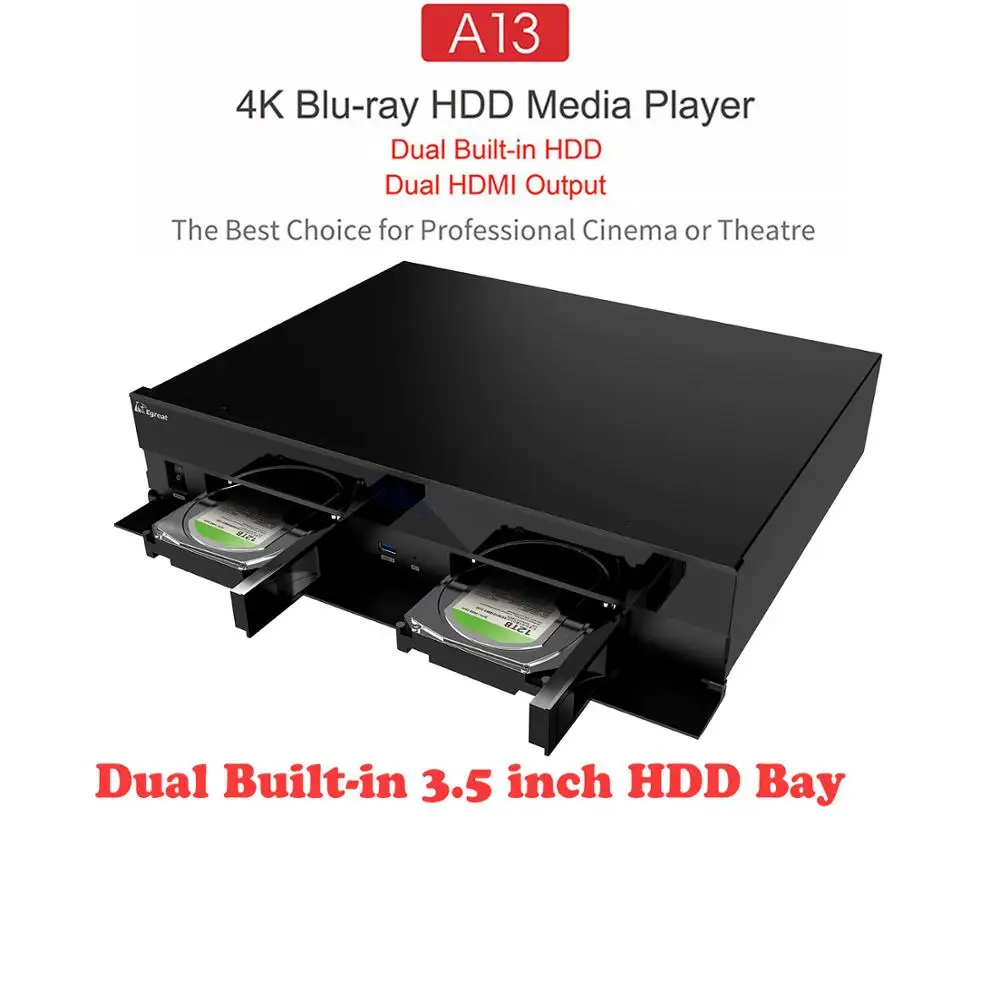 Высококлассная Система домашнего кинотеатра Egreat A13 4 K UHD Blu-Ray HDD медиаплеер, двойной Встроенный HDD, двойной выход HDMI Android tv Box - Цвет: Egreat A13 Only