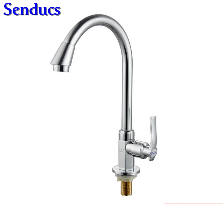 Free shipping Senducs zinc alloy cold kitchen faucet with polished chrome kitchen sink faucet of single