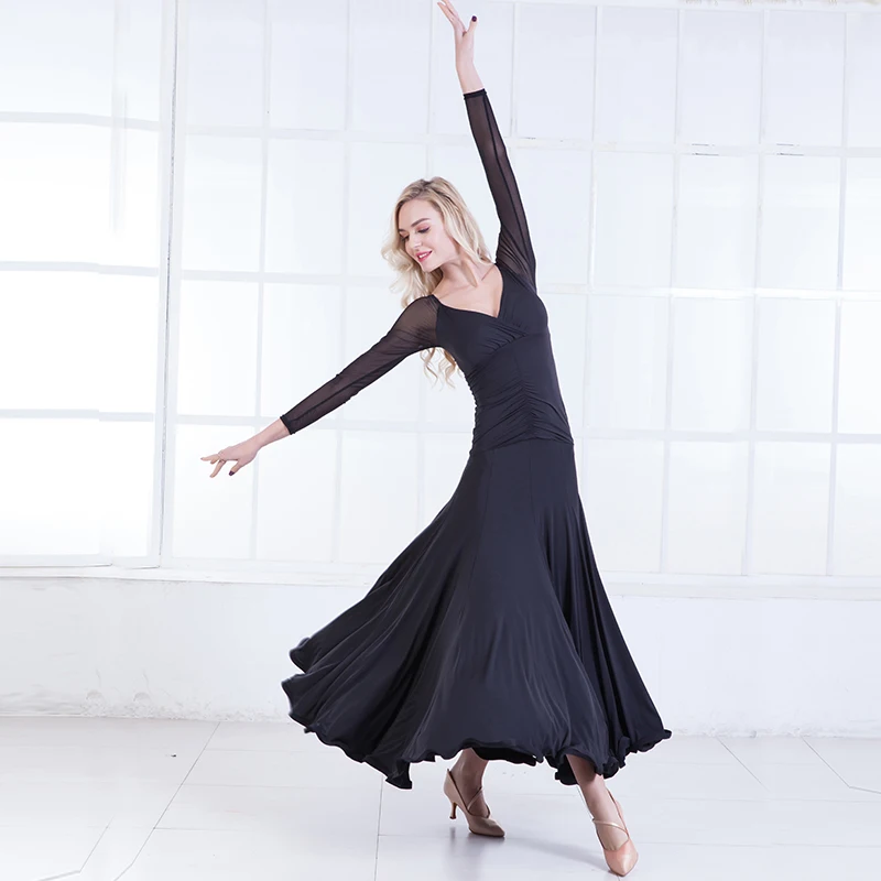 

Black Sexy Ballroom Dress Women Ballroom Dance Suit Dancing Competition Suit Lady Flamenco Foxtrot Tango Costume B-6213