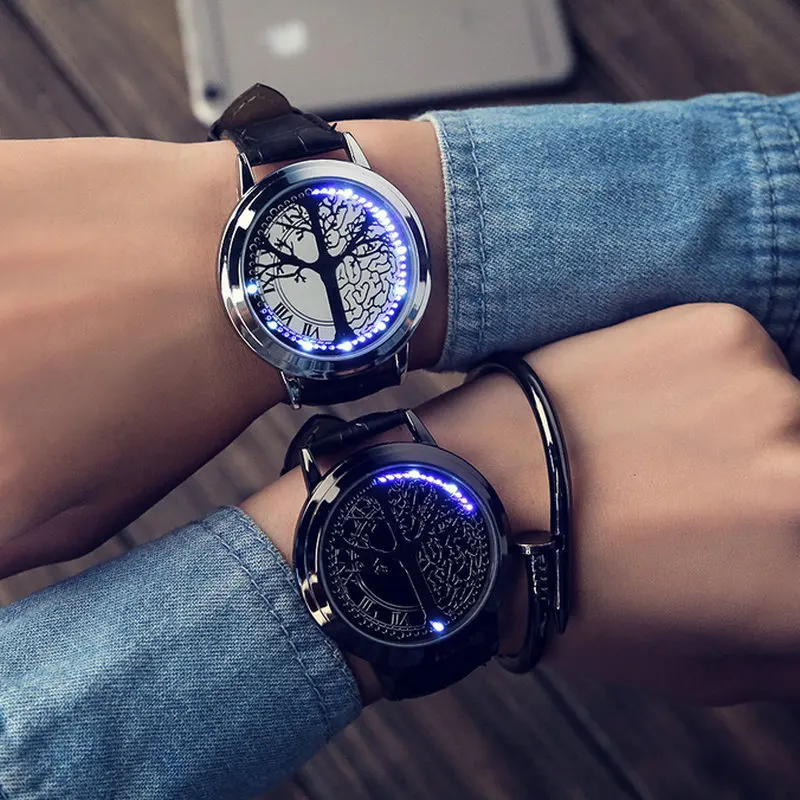 Elegant Blue Hybrid Touch Screen LED Watch with 60 Blue LED Lights High ...