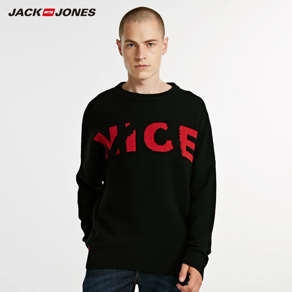 JackJones мужской шерстяной свитер свободного кроя с длинным рукавом трикотажный