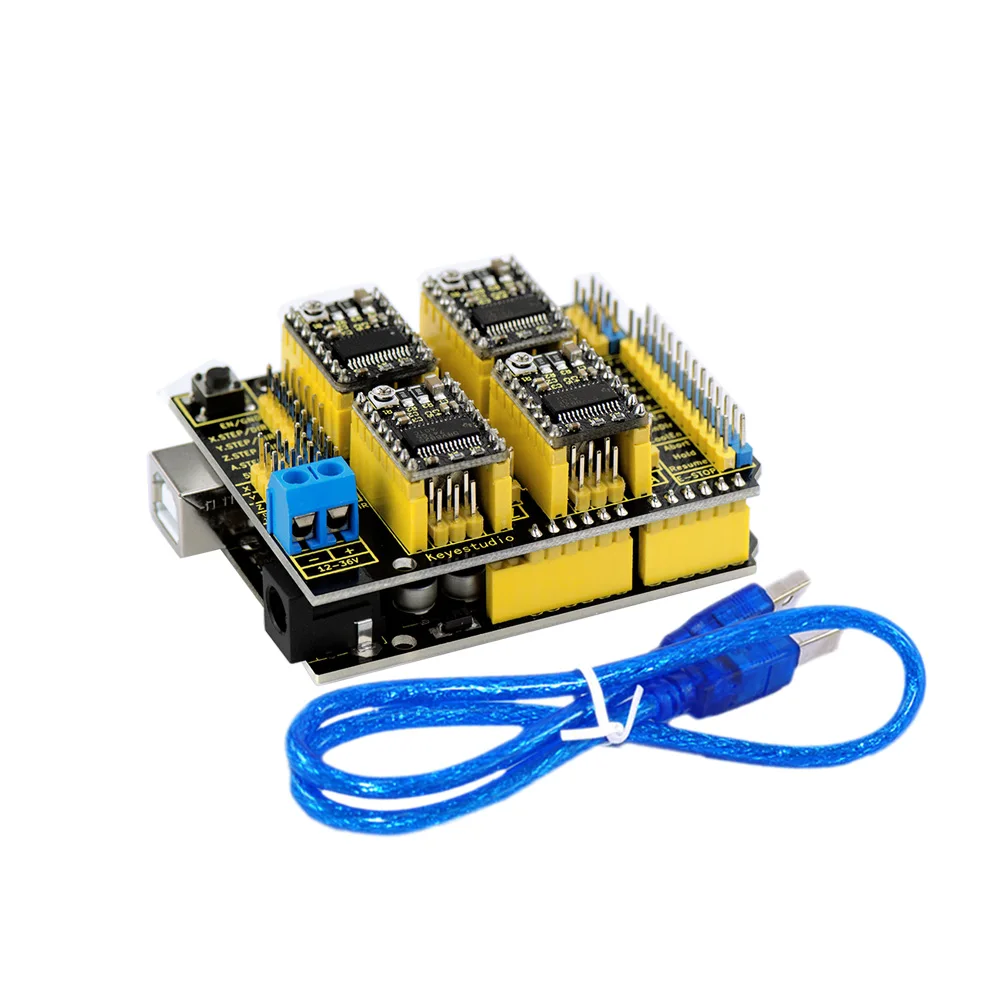 Keyestudio ЧПУ комплект(щит V3+ UNO R3+ 4 шт. DRV8825 драйвер) для Arduino гравировальные машины с ЧПУ/GRBL Совместимость