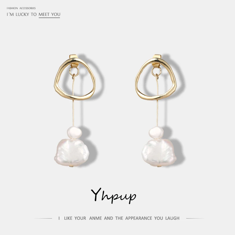 

Yhpup Luxury Natural Freshwater Pearl Long Drop Dangle Earrings Round Detachable Earrings For Female Party Charm Jewelry Gift