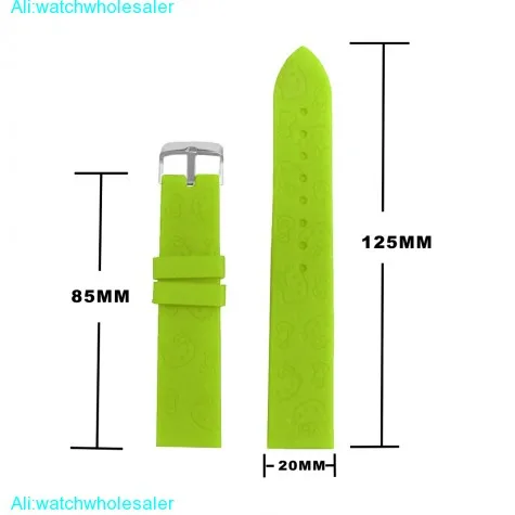 20mm New Green Cartoon Silicone Jelly Rubber Lady Watch Band Straps WB1086G20JB