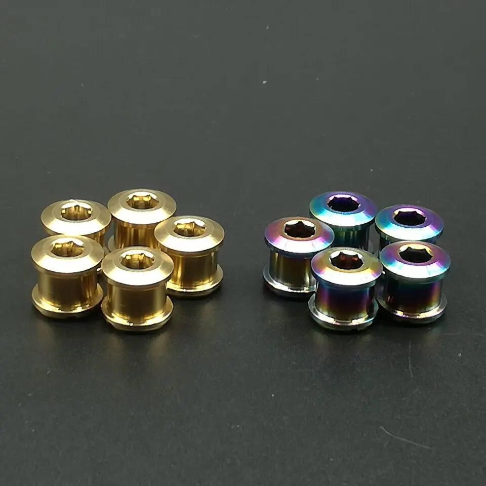 

Colorful Cycling Bike Bicycle Titanium Ti Crank Set Chain ring Bike M8 Bolts 6.5mm Nuts 5pairs/lot MTB Riding Bicycle Bike Part