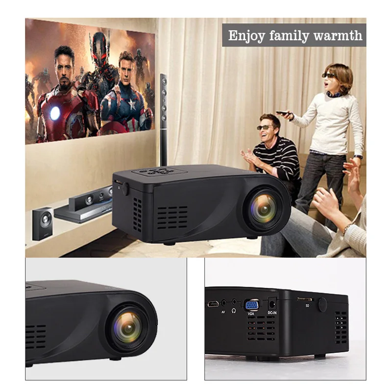 Мини бытовой HD миниатюрный проектор 3D домашний кинотеатр портативный сотовый