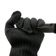 1 пара черные защитные перчатки с защитой от порезов из нержавеющей стали