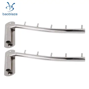 

2Pcs 5-Hook Wall Mount Clothes Hanger Rack Coat Towel Hook Stainless Steel