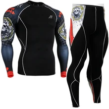 2016 compressive running skin compression sets wear cycling base layer suits sets long sleeve shirt brand+print tights