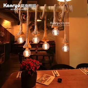 

Vintage Rope Pendant Lights Lamp Loft Creative Personality Industrial Lamp Edison Bulb American Style For Living Room decoration