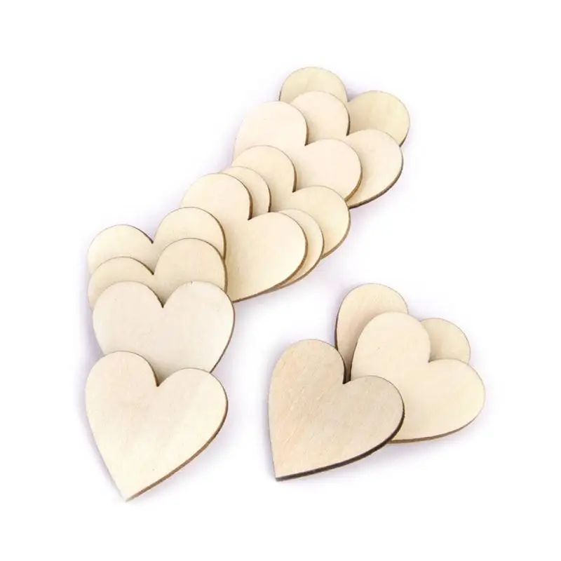 100pcs 20mm Blank Heart Decoration Wood Craft Flatback Scrapbooking Decoration For DIY Crafts Embellishments