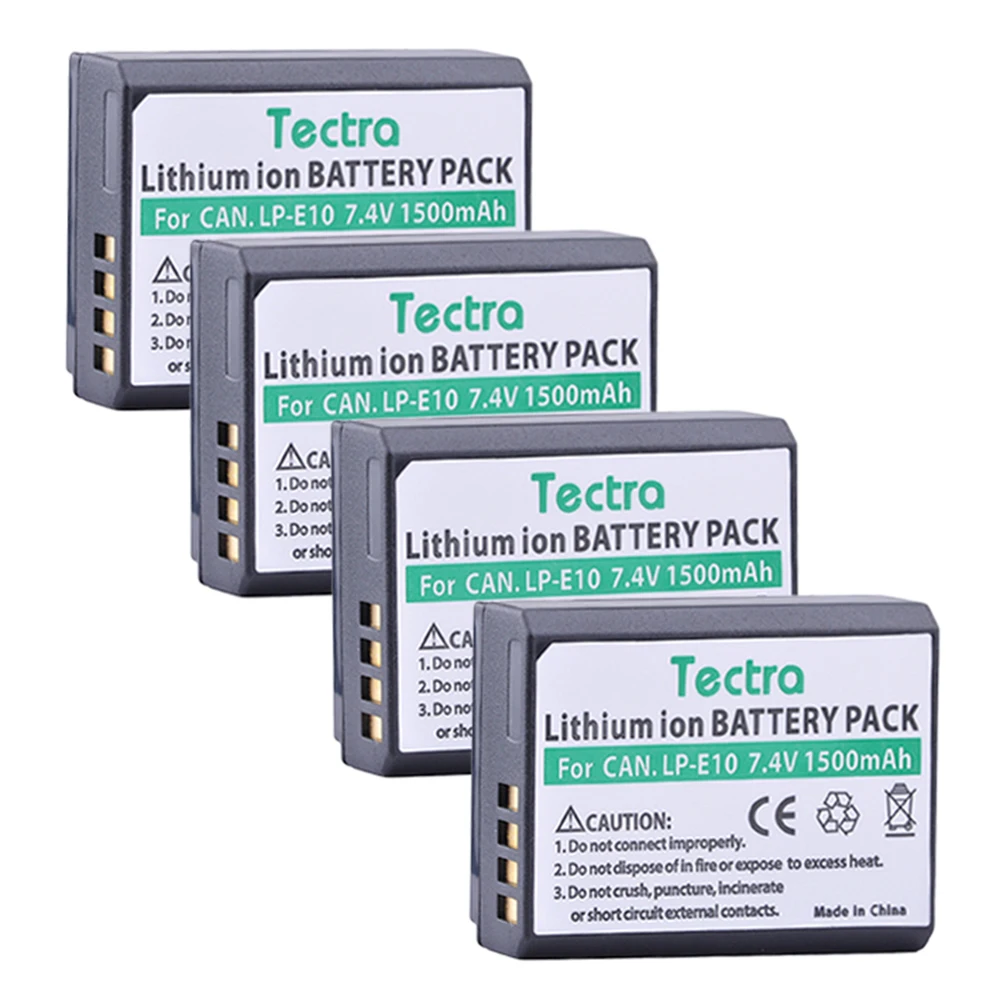 Tectra 4 шт. LP-E10 LPE10 LP E10 батарея для Canon EOS Rebel T3 T5 T6 Kiss X50 X70 1100D 1200D 1300D | Электроника