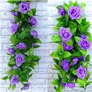 Новинка 2,4 м искусственный Шелковый цветок розы плюща лоза Висячие цветы гирлянды для свадебного украшения вечерние украшения для дома - Цвет: purple