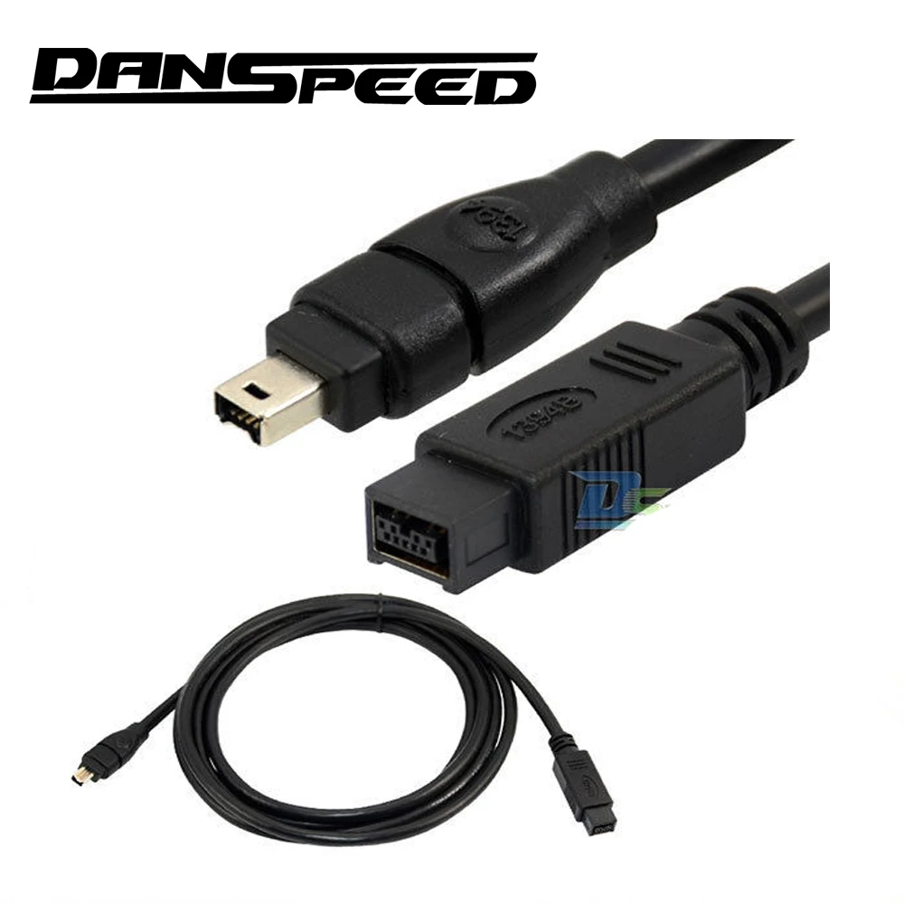 DANSPEED 6Ft 10Ft 15Ft FireWire 800 IEEE1394B 9Pin Male to 4Pin Male DV