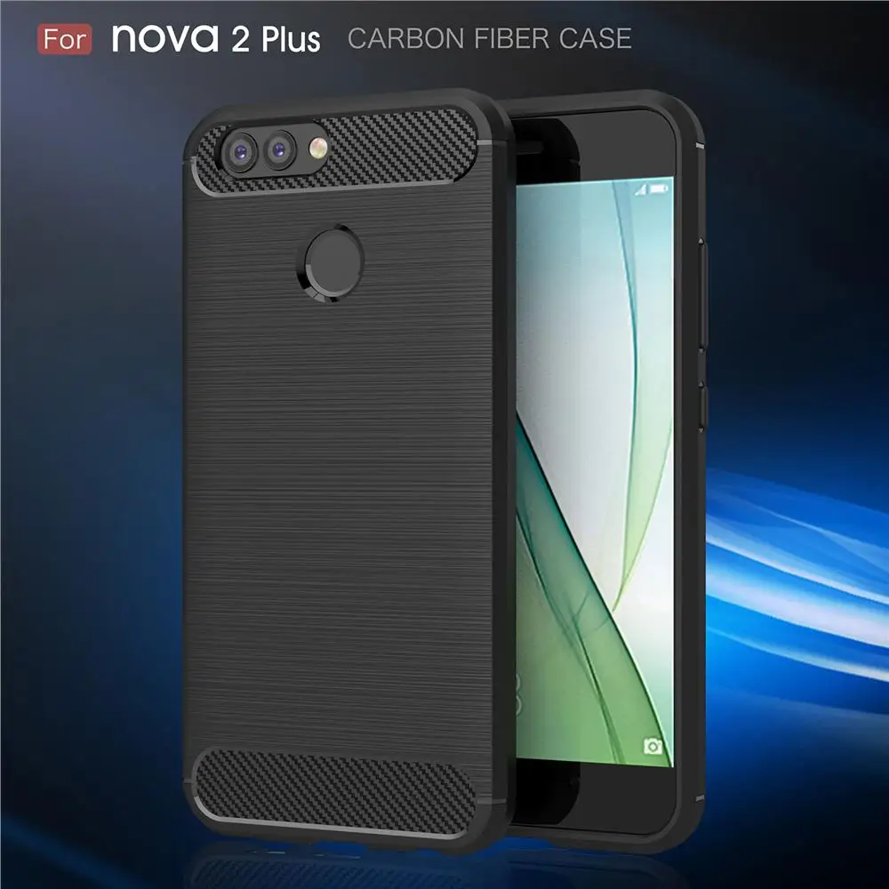 For Huawei Nova2 Plus Case Luxury Carbon Fiber Brushed Wire Drawing Silicone TPU Back Cover for Nova 2 FREE SHIPPING |
