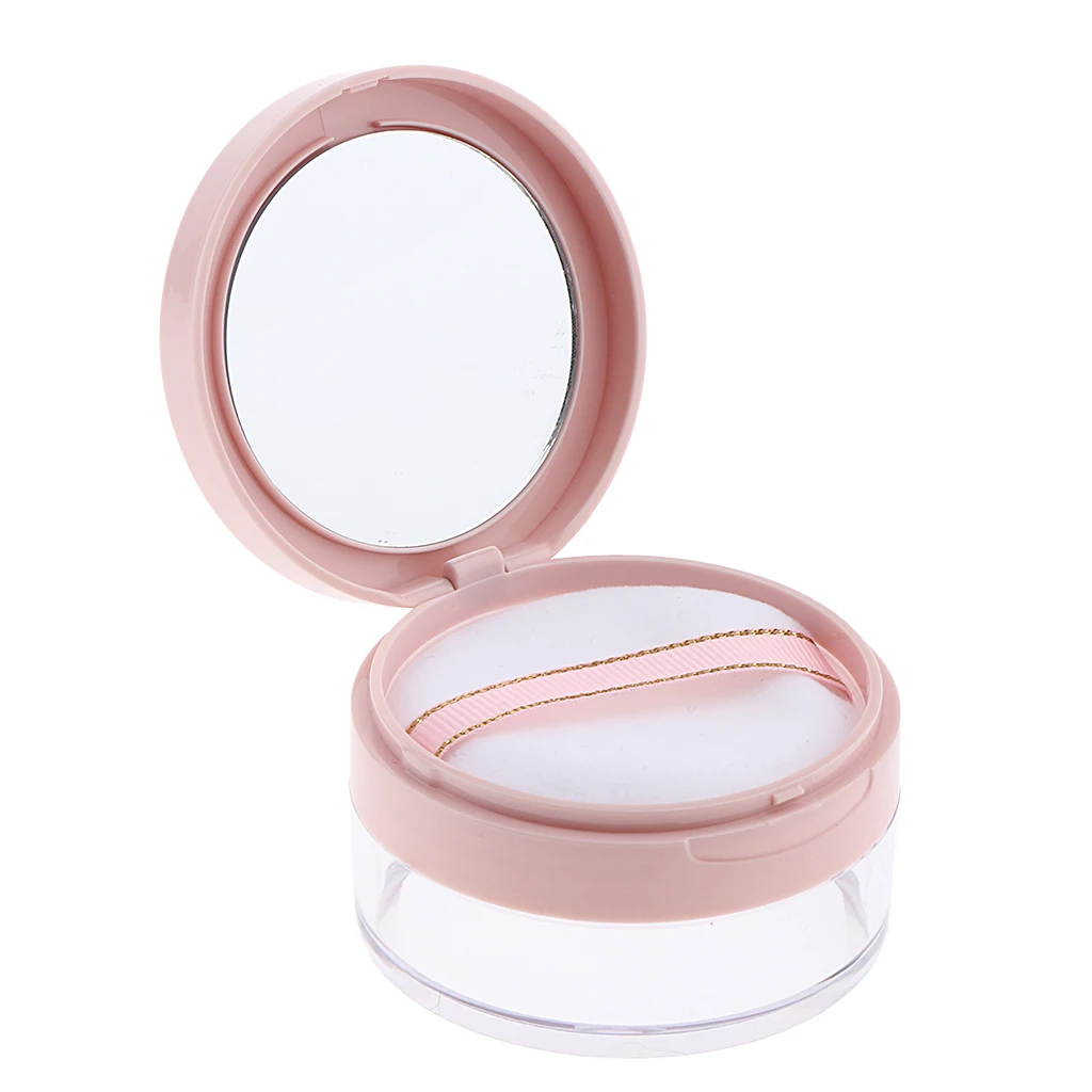 Премиум 20 г прозрачный косметический чехол для пудры с косметическим зеркалом пустая банка с крышкой аксессуары - Цвет: Pink