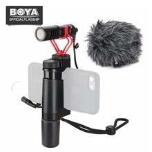 BOYA by-mm1 микрофон с ручкой RIG для смартфонов YouTube livestream видео Захват для IPhone X 8 7 Plus Huawei Xiaomi samsung