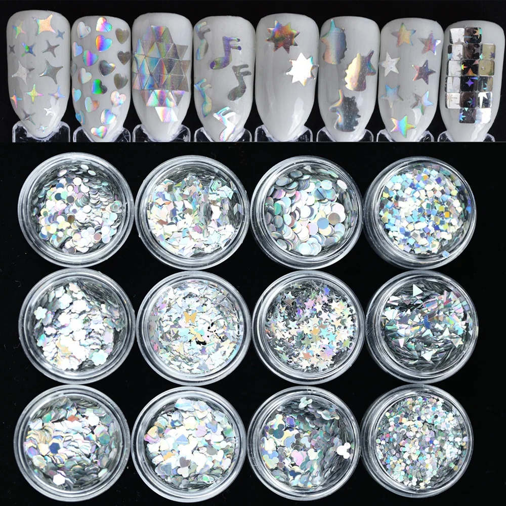 Sequins Nail 12 Shape Mixed Glitter Mini Sequins Confetti Nails Art 3D