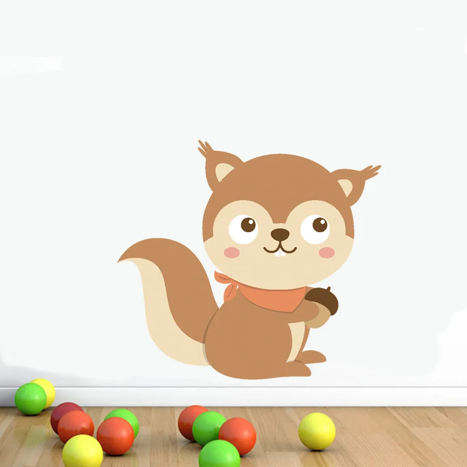 Foxes Bird Bear Cartoon Cute Animals Wall Art Decals For Kids Nursery Bedroom Home Decor Vinyl Wall Sticker Removable Wallpaper (6)