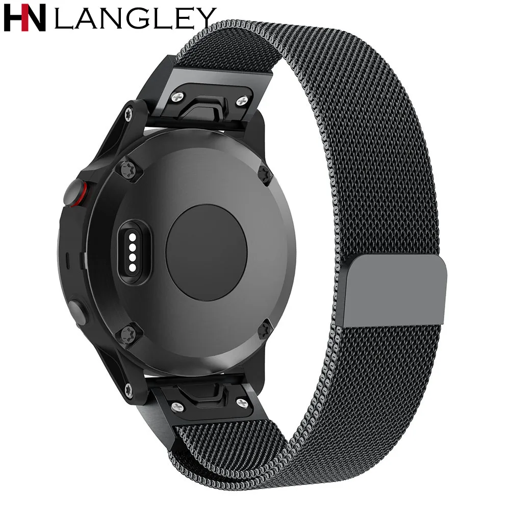 Quick Release Easy Fit ремешок для часов, Миланская петля, ремешок для наручных gps-часов Garmin Fenix 3/HR/5X/5S магнит на 20 мм/22 мм/26 мм Размеры наручный браслет