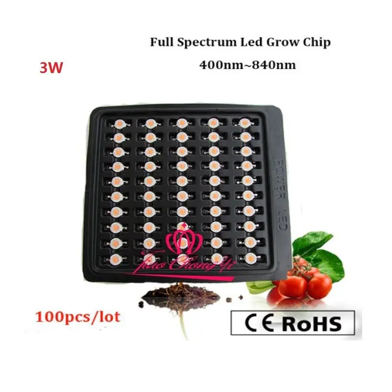 

3W 3.2V Full Spectrum Led Plant Chip 400-840nm for DIY Indoor Grow 100pcs/lot