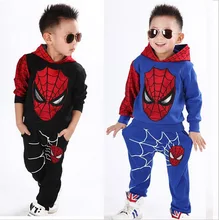 New Baby Boys Spring Autumn Spiderman Sports suit 2 pieces set Tracksuits Kids Clothing sets 100