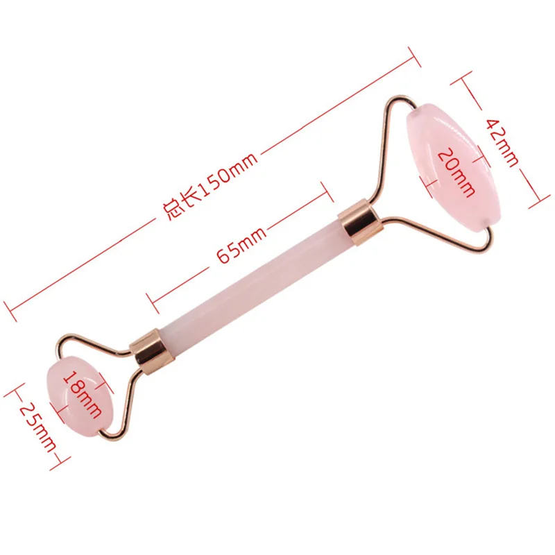 Натуральный розовый кварц массаж лица Кристалл нефрит Инструменты для ухода за лицом Айс-Роллер, ролик для массажа лица удаление морщин