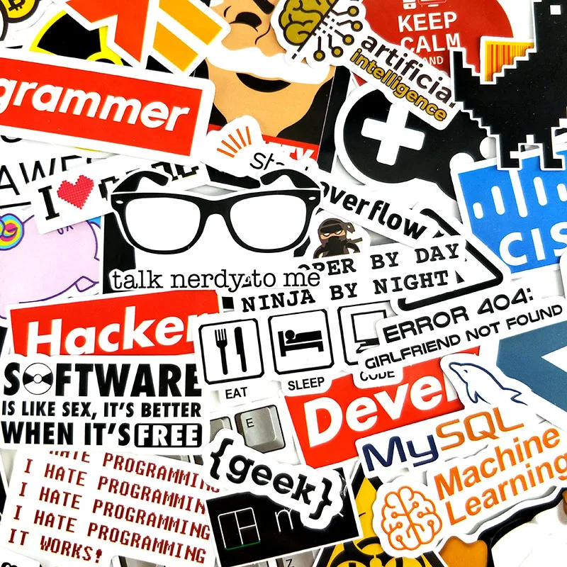 New 40Pcs/Set Internet Java JS Php Html Cloud Docker Programming Language APP Logo Cool Stickers for Laptop Car DIY Stickers