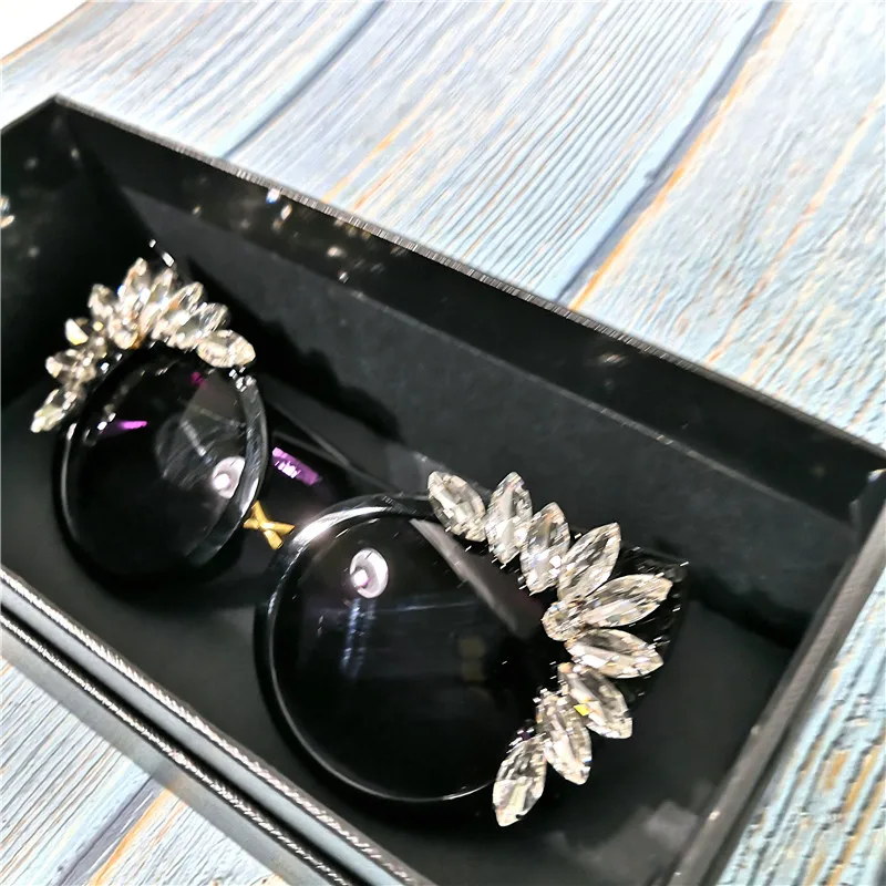 Винтажные дизайнерские женские солнцезащитные очки с котом женские очки со стразами черные блестящие солнцезащитные очки для вечеринок UV400 FML