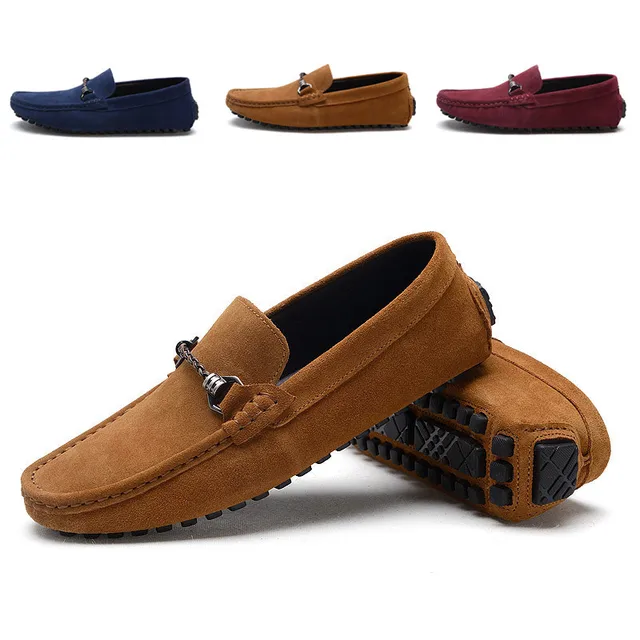 Best quality Genuine Leather shoes men flat shoes Soft and Breathable men Loafers Comfortable