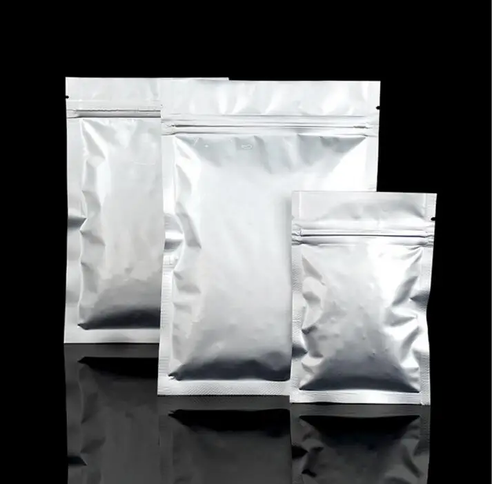 13 sizes 100pcs Matte Sliver Ziplock Metallic Packing Bags with zipper