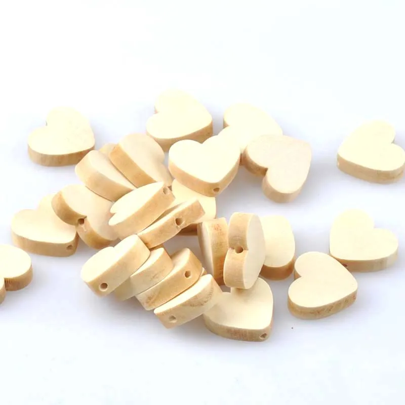 19mm 50pcs Natural Wooden Heart Wooden Beads For Kids Jewelry Making