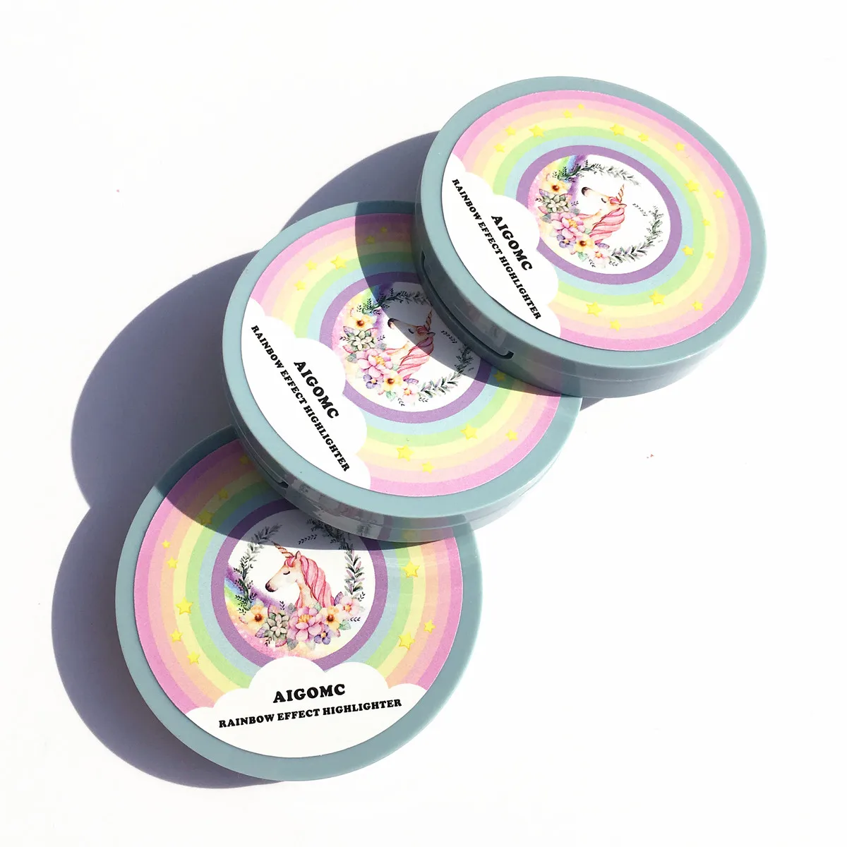 AIGOMC Единорог светящийся набор хайлайтер 5 цветов хайлайтер палитра контур лица Радужный Хайлайтер с косметичкой набор для макияжа