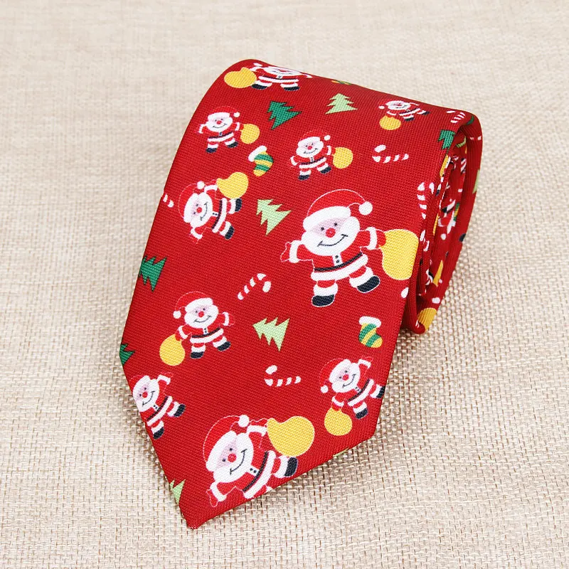 Casual Christmas print neck tie with festive patterns2