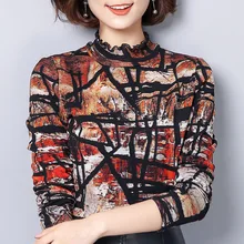 Женская зимняя Модная тонкая гофрированная с длинным рукавом плюс бархатная набивка под женские рубашки-топы Повседневная ФЛИСОВАЯ ФУТБОЛКА оптом футболки