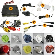 Car 6-Sensors Parking Sensor with 2pcs CCD 4-LED Camera Dual Visual Rear View Video Backup Radar System #FD-1967