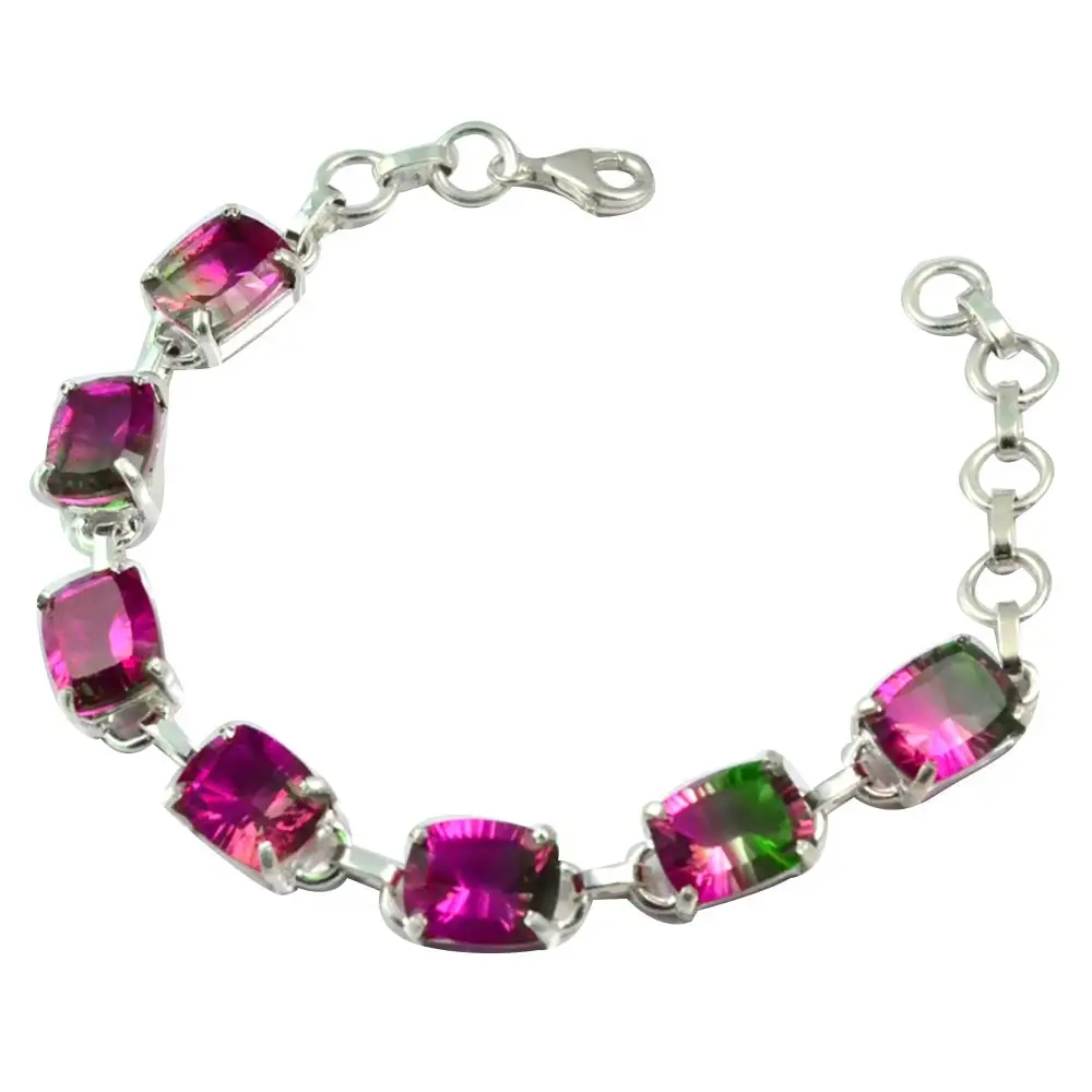 

NiaoZaiFei YunZaiKan Genuine Mystic Topaz Bracelet 925 Sterling Silver, 19.5 cm, MHBBR0031