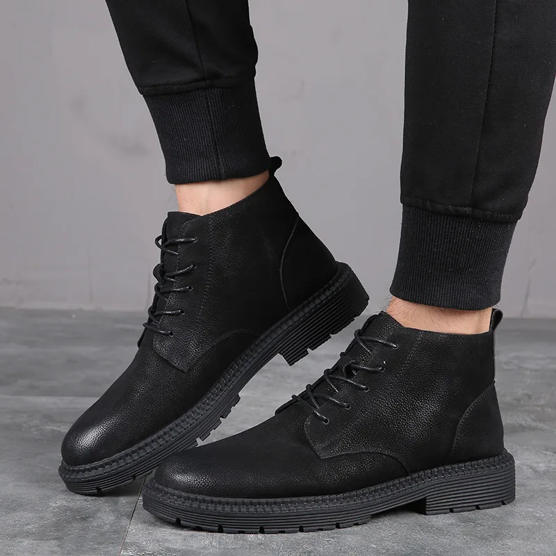 Cuir Nouveauté Britannique Chaussures Hommes Véritable D'affaires Hautes De Air Desai Bottes Plein Marque Militaire Nouveau En Black Haute Pour 2018 CxBdeo