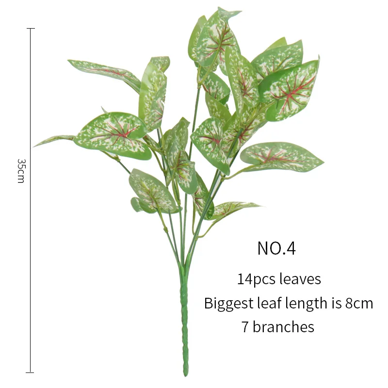 Декоративные растения искусственные растения дешевые листья поддельные зеленые папоротники листья черепаха бамбуковые листья ветка дерева Тропические Зеленые растения - Цвет: NO.4