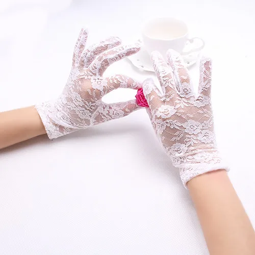 Женские сексуальные кружевные перчатки с защитой от солнечных лучей, перчатки для вождения, женские летние этикеты, Вечерние перчатки, мягкие черные перчатки Guantes Mujer - Цвет: white