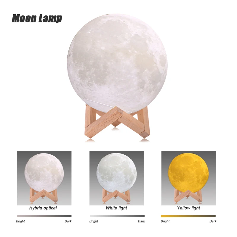 Remote Control 16/3 Colors 3D Moon Lamp LED Night Light Luminaria Lua Starry Sky Galaxy Light for Children Christmas Home Decor - Испускаемый цвет: 3 Color Touch