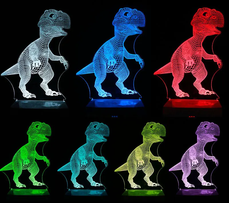 3d лампа динозавр ШАМБРЕ veilleuse enfant lampka nocna do sypialni Triceratops Tyrannosaurus пульт дистанционного управления перезаряжаемый фонарь