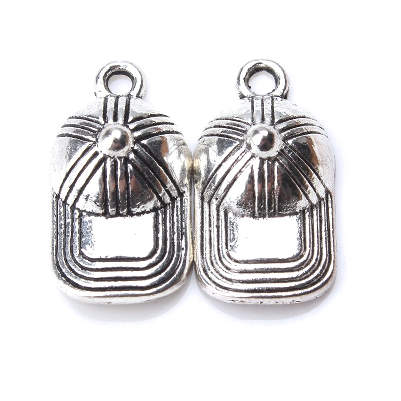 

10pcs/lot Baseball Cap Charms Antique Silver Detail For Diy Pendant Necklace Jewelry Accessories 19.5 x 11mm