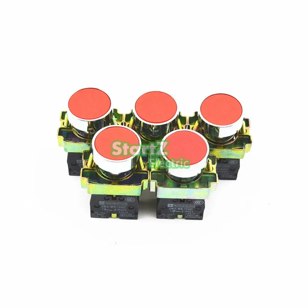 

5Pcs 22mm Red Momentary Push Button Switch XB2-BA42 1NC
