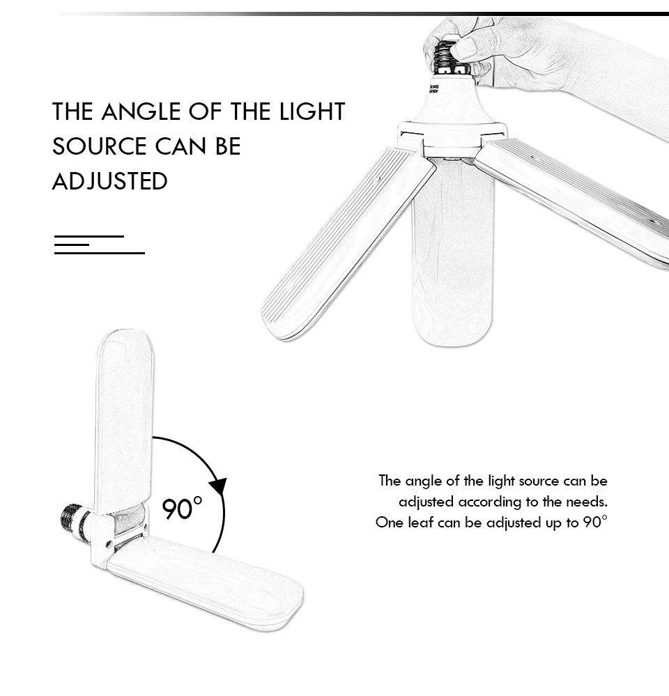 EeeToo 85-265V LED Bulb E27B22 Ceiling Fan Lamp For Living Room Foldable Fan Blade LED Bulb Lighting 30W 45W Ceiling Light Home (8)