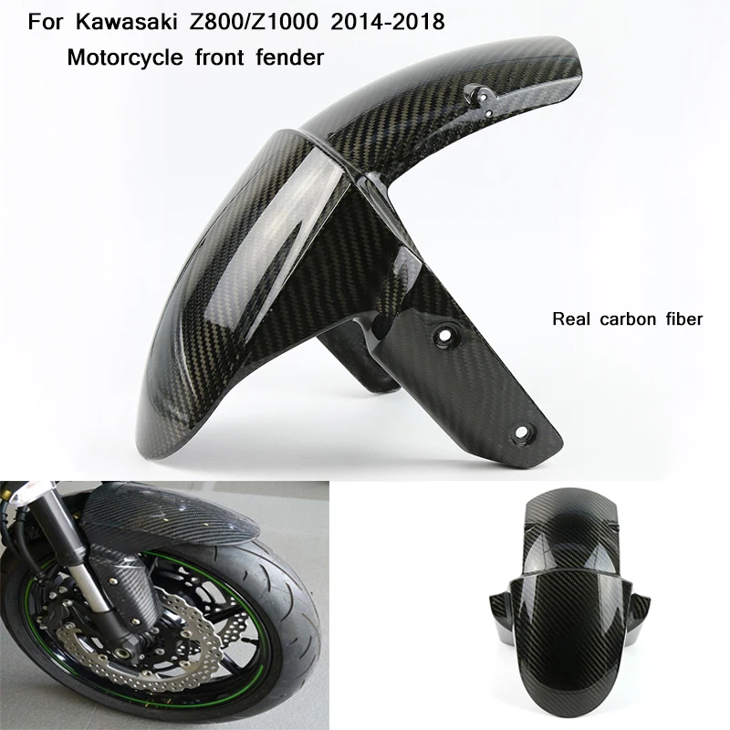 

2014 2015 2016 2017 2018 for Kawasaki Z800/Z1000 Motorcycle Real Carbon Fiber Front Mudguard cover Non-destructive installation