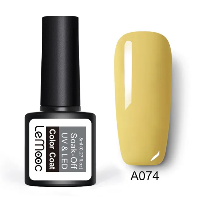 LEMOOC Гель-лак для ногтей 186 чистых цветов 8 мл отмачиваемый УФ-гель лак для ногтей косметика для дизайна ногтей маникюр ногтей Гель-лак - Цвет: A074