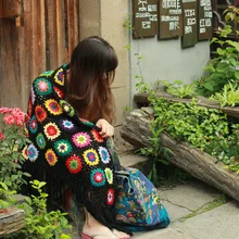 DIY triangle with tassels scafts cushion carpet Hand hooked fashion crochet blanket cushion felt pastoral style