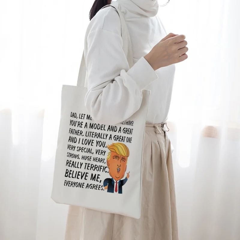 Уникальная Холщовая Сумка ткань из хлопка президент США шаблон хозяйственная сумка на плечо уличные портативные сумки-шопперы для женщин