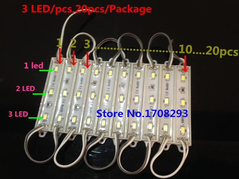 1*5000 шт SMD 5050 Светодиодный модуль 3 светодиодный/шт Водонепроницаемый Рекламные световые короба подсветка светящиеся символы Пластиковые персонажи